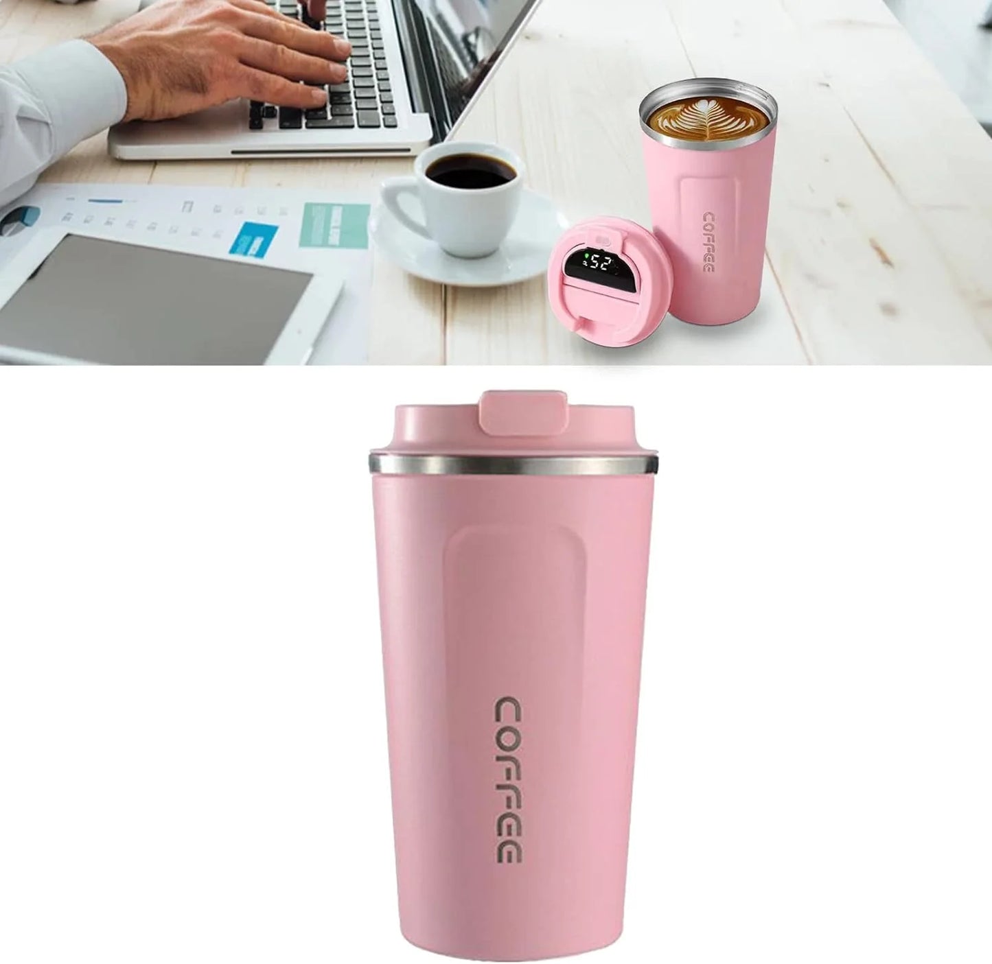 Thermos Coffee Mug Stainless Steel Coffee Cup Temperature Display