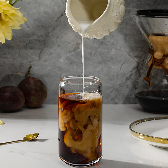 Drinking Glasses with Bamboo Lids and Glass Straw